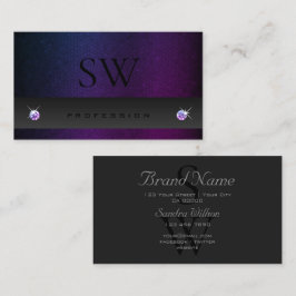 濃い灰色の青い紫のグラデーションパターンイニシャル 名刺