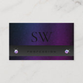 濃い灰色の青い紫のグラデーションパターンイニシャル 名刺 (正面)