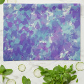 濃い灰色の青い紫の抽象芸術ブラシストローク  キッチンタオル (折り畳み)