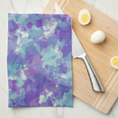 濃い灰色の青い紫の抽象芸術ブラシストローク  キッチンタオル (四つ折り)