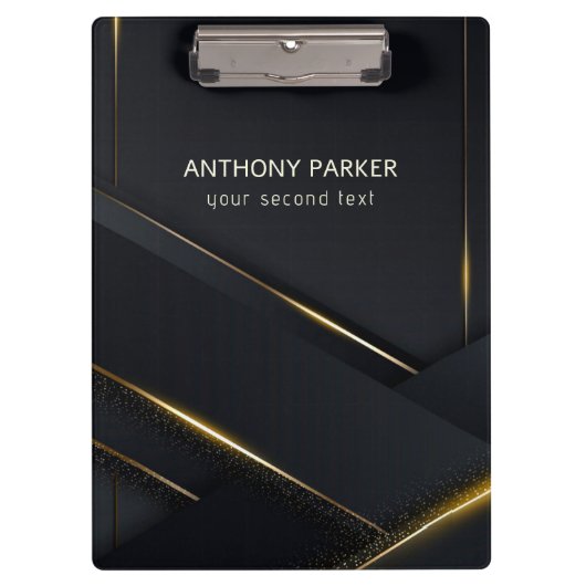 濃い灰色の黒と金ゴールド線 クリップボード (正面)