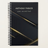 濃い灰色の黒と金ゴールド線 プランナー手帳 (正面)