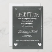 濃い灰色の黒板結婚式招待状とハート 招待状 (裏面)