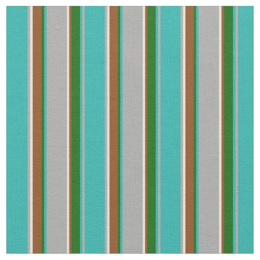 濃い灰色、ビスク、茶色、緑の線 ファブリック (クローズアップ)