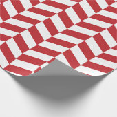 濃い特赤と白大ヘリンボーン ラッピングペーパー (角)