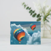 濃い空はがき付き熱気球 ポストカード (スタンド正面)