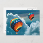 濃い空はがき付き熱気球 ポストカード (正面/裏面)