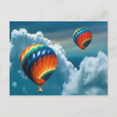 濃い空はがき付き熱気球 ポストカード (正面)