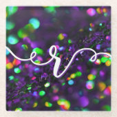 濃い紫きらめく ガラスコースター (正面)