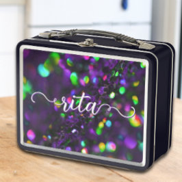 濃い紫きらめく メタルランチボックス