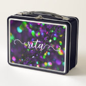濃い紫きらめく メタルランチボックス (正面)