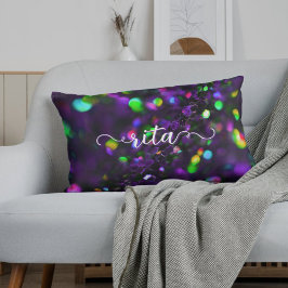 濃い紫きらめく ランバークッション