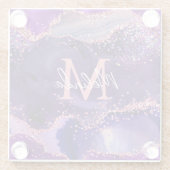 濃い紫とピンクのグリッター続編アゲート ガラスコースター (裏面)