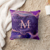 濃い紫とピンクのグリッター続編アゲート クッション (ブランケット)