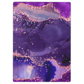 濃い紫とピンクのグリッター続編アゲート クリップボード (裏面)