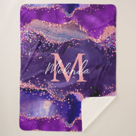 濃い紫とピンクのグリッター続編アゲート シェルパブランケット