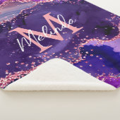 濃い紫とピンクのグリッター続編アゲート シェルパブランケット (3/4)