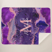 濃い紫とピンクのグリッター続編アゲート シェルパブランケット (正面(横))