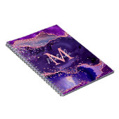 濃い紫とピンクのグリッター続編アゲート ノートブック (右側)