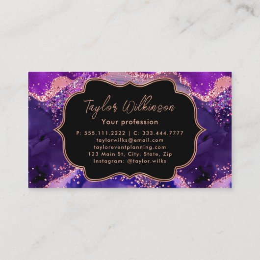 濃い紫とピンクの続編が重なる 名刺 (裏面)