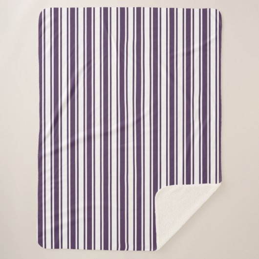 濃い紫と白のキャンディストライプー シェルパブランケット (正面)