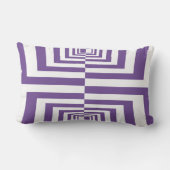 濃い紫と白のジオメトモダンリパターン ランバークッション (裏面)