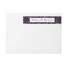 濃い紫と白の水玉模様パタ結婚ーン ラップアラウンドラベル