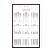 濃い紫と白シンプルの結婚座席表