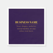 濃い紫と金ゴールドの会社名または挨拶 スタンダードカクテルナプキン (正面)