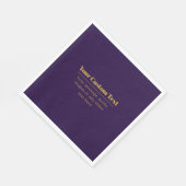 濃い紫と金ゴールドの会社名または挨拶 スタンダードランチョンナプキン (角)