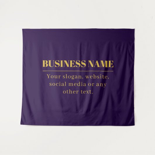濃い紫と金ゴールドの会社名または挨拶 タペストリー (正面(横))
