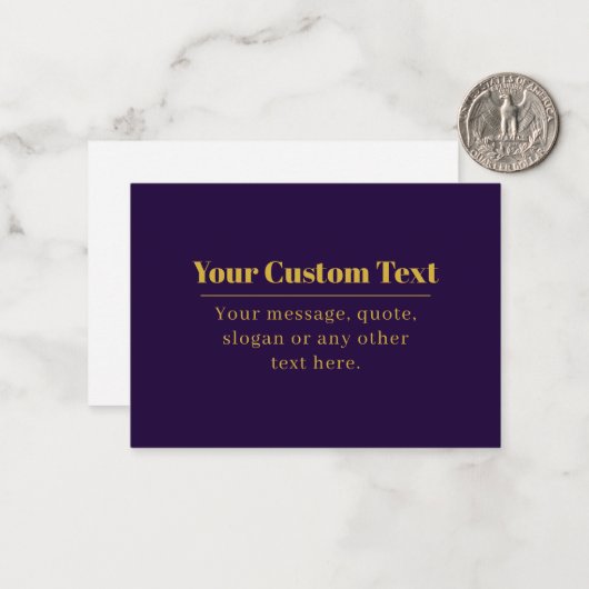 濃い紫と金ゴールドの会社名または挨拶 ノートカード (正面/裏面インサイチュ)