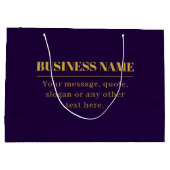 濃い紫と金ゴールドの会社名または挨拶 ラージペーパーバッグ (裏面)