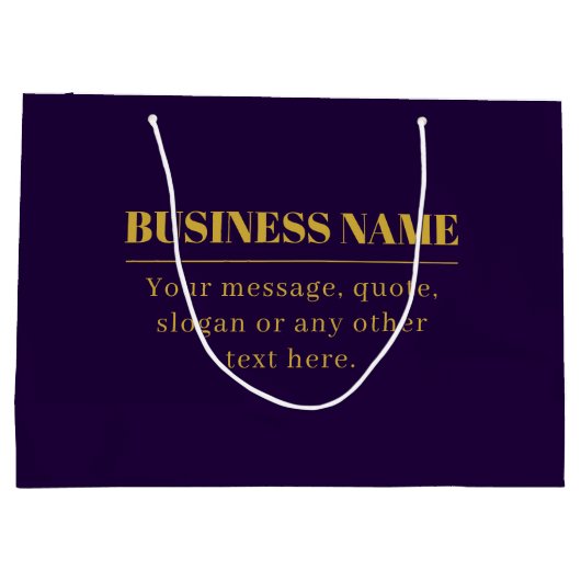 濃い紫と金ゴールドの会社名または挨拶 ラージペーパーバッグ (裏面)