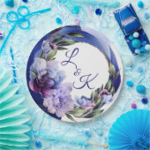 濃い紫と青の牡ファンシー丹 ペーパープレート (パーティー)