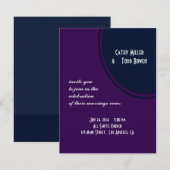 濃い紫と青モダンの結婚円 招待状 (正面/裏面)