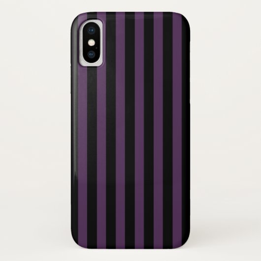 濃い紫と黒のストライプ Case-Mate iPhoneケース (裏面)