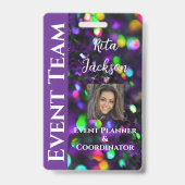 濃い紫のきらめく写真 バッジ (正面)