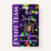 濃い紫のきらめく写真 バッジ (正面)