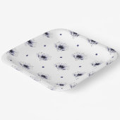 濃い紫のデイジー花水玉模様植物性パップ ペーパープレート (傾斜あり)