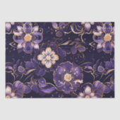 濃い紫のフローラとフェイク金ゴールド 薄葉紙 (正面)