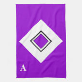 濃い紫の上文字 キッチンタオル (縦)