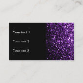 濃い紫の光沢のあるフェイクグリッターが黒く輝く 名刺 (正面)