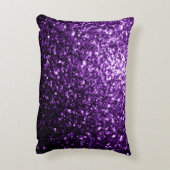 濃い紫の光沢のあるフェイクグリッターの輝き アクセントクッション (裏面(縦))