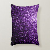 濃い紫の光沢のあるフェイクグリッターの輝き アクセントクッション (正面(垂直))