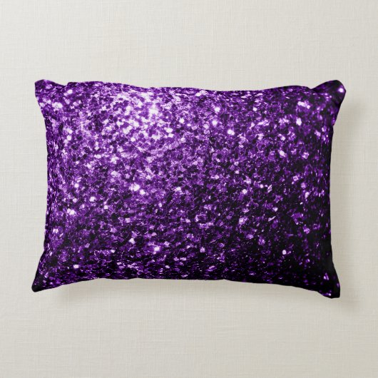 濃い紫の光沢のあるフェイクグリッターの輝き アクセントクッション (裏面)
