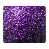 濃い紫の光沢のあるフェイクグリッターの輝き カッティングボード (正面)