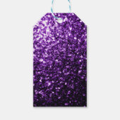 濃い紫の光沢のあるフェイクグリッターの輝き ギフトタグ (正面)