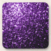 濃い紫の光沢のあるフェイクグリッターの輝き コースター (正面)