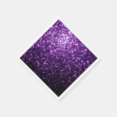濃い紫の光沢のあるフェイクグリッターの輝き スタンダードカクテルナプキン (角)